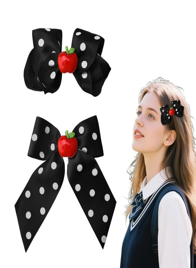 Yreamont First Day of Kindergarten Bowknot Hair Clips for Girls Granddaughter Niece Sister Back to School Gifts for Kids Daughter Black Polka Dot Bow Hair Clip for Teen Girls Back to School Decorations 2PCS - Image 1